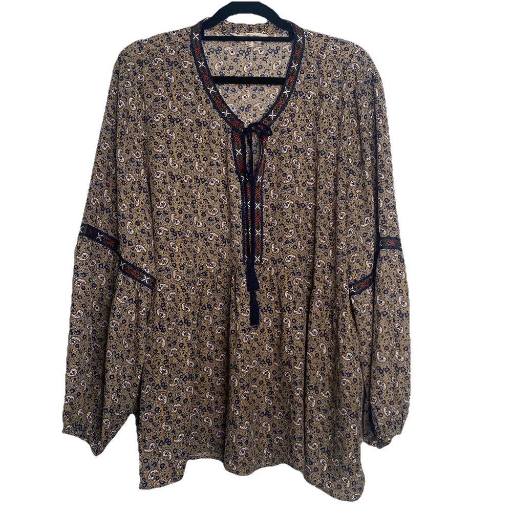 Alchemy Thread‎ Peasant Boho CottagePaisley Blouse Womens XXL  Renaissance Fairy